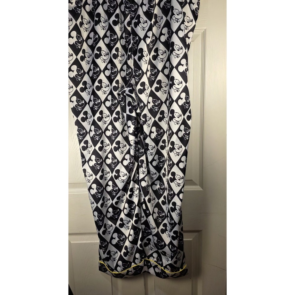 Disney Parks Mickey Mouse Black White XL Satin Style Pajama Lounge Pants Womens - Picture 2 of 10